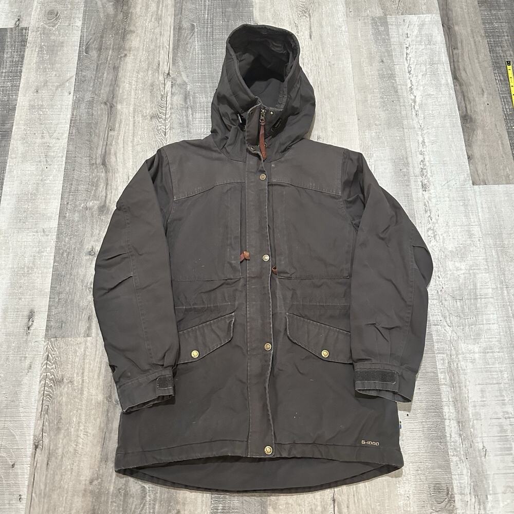 Fjallraven Greenland Winter Jacket Womens Small Black G-1000 Hooded Coat Parka